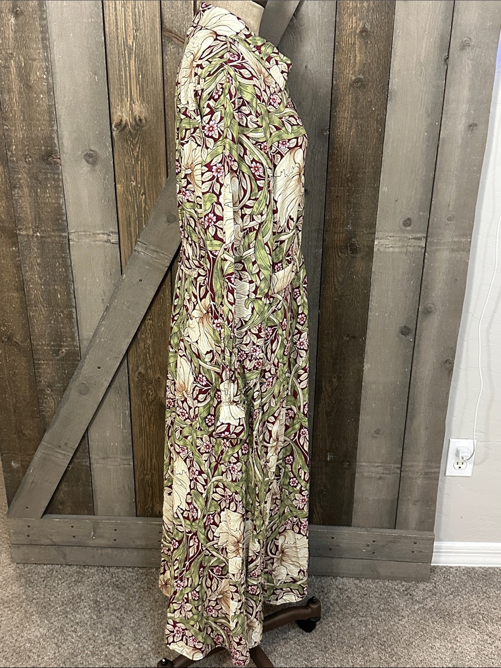 H&M + Morris Co Olive and Beige Floral Maxi Dress - Picture 12 of 14